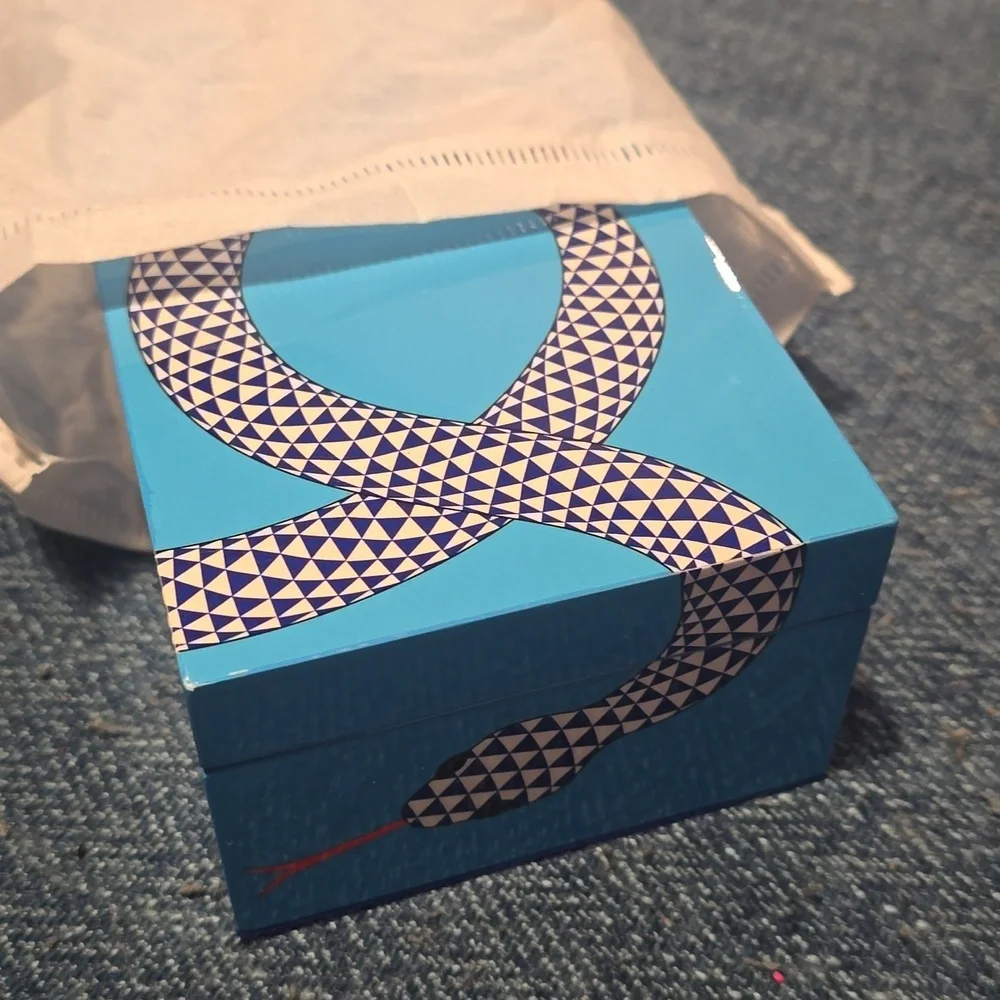 JONATHAN ADLER Eden Lacquer Box, Color Blue, Retail Price $325.00 USD